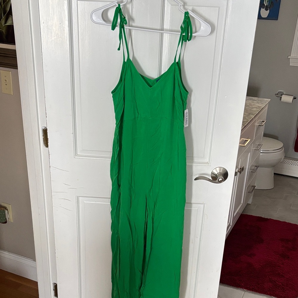 Green Sleeveless jumpsuit wide leg